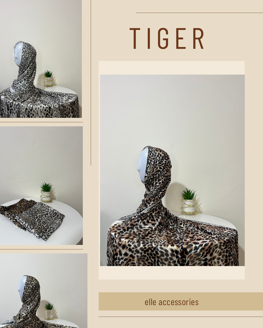 Tiger with linen satin