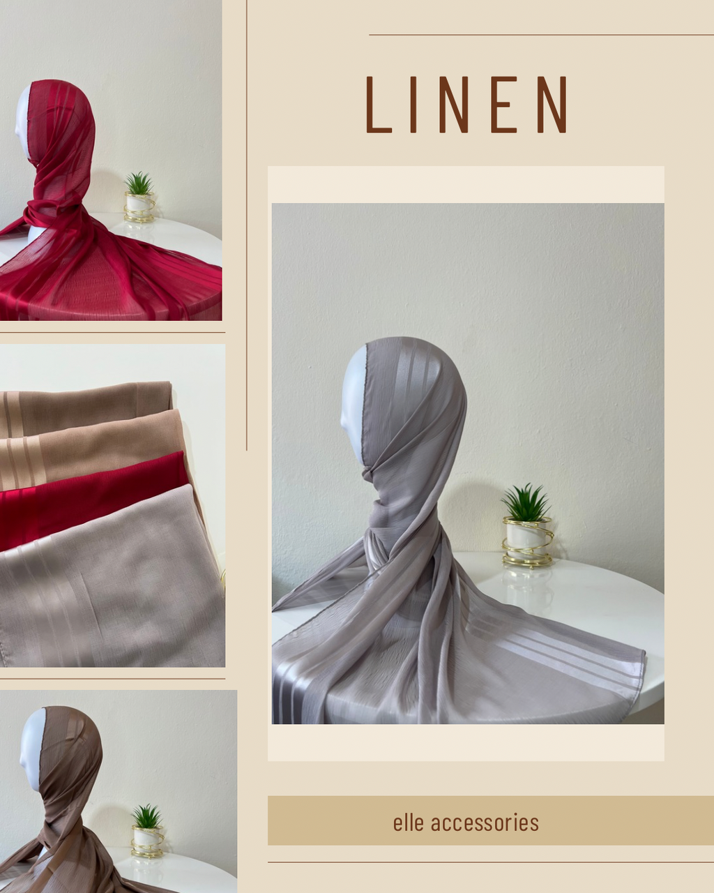 Linen veils with satin 3
